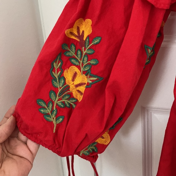 LUCY & LAUREL - tunic dress red embroidered sleeves boho size small - Picture 2 of 7